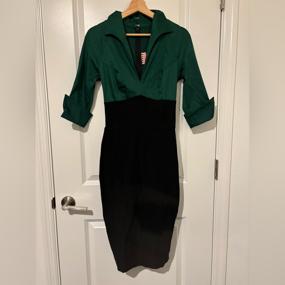Lauren Dress Pinup Couture Small Green and Black